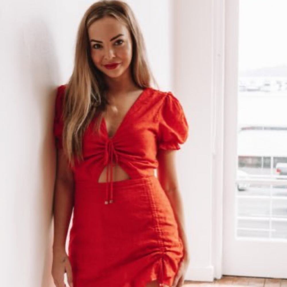 Runaway the Label Red Disty Mini Dress Size Small NWT